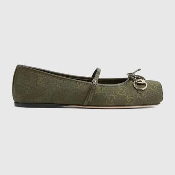 Share New Gucci Horsebit GG Canvas Ballet Flats Size 39
